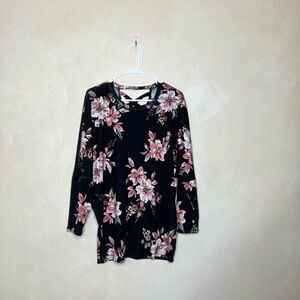 Floral Black and Pink Long Sleeve Sweater